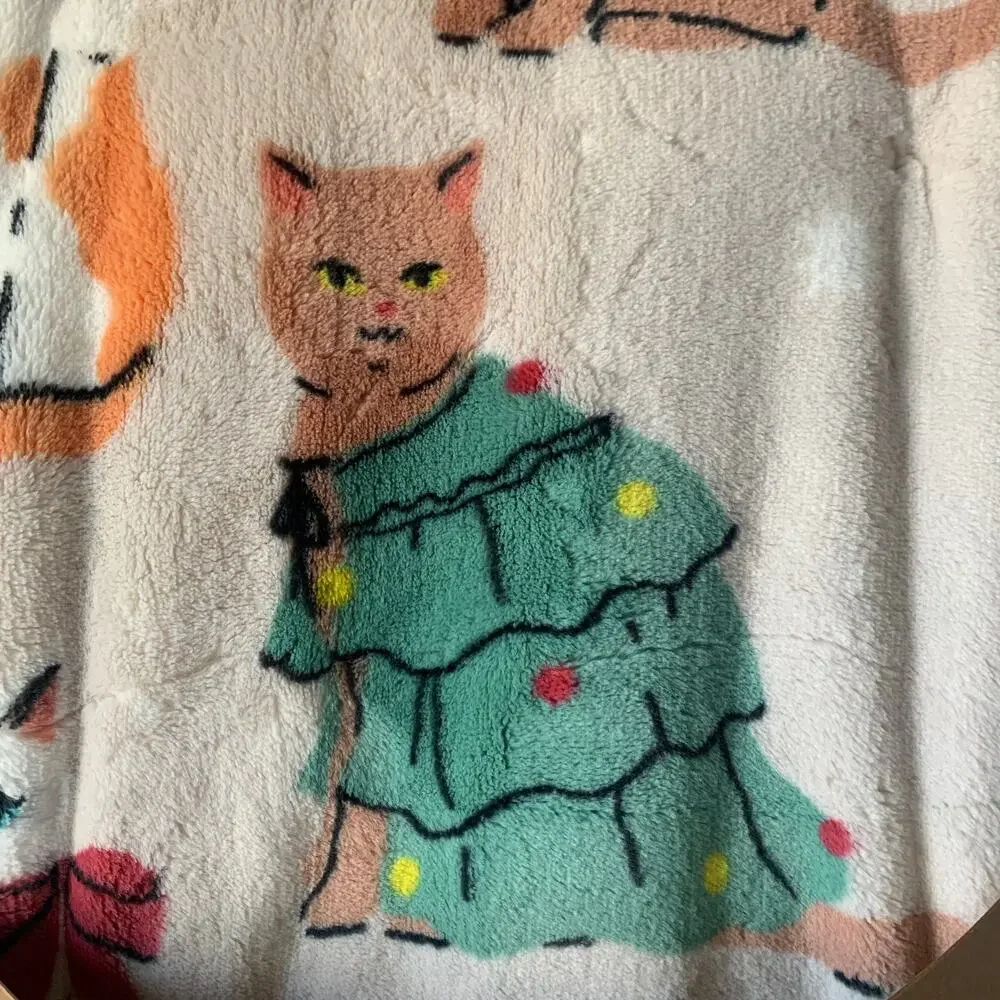 TisThe Season Christmas Cat Blanket Oversized Plush Throw 60x70